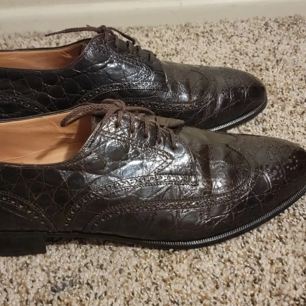 Men's A. Testoni FULL ALLIGATOR Wingtip Oxfords 12 D $1650